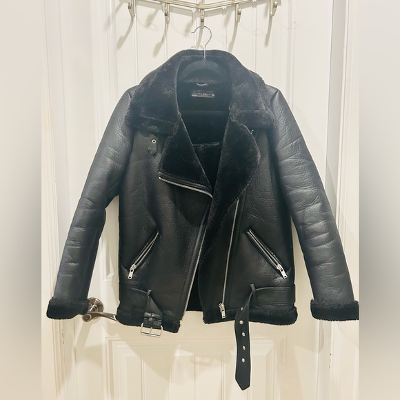 Faux leather and fur biker jacket - Picture 3 of 7